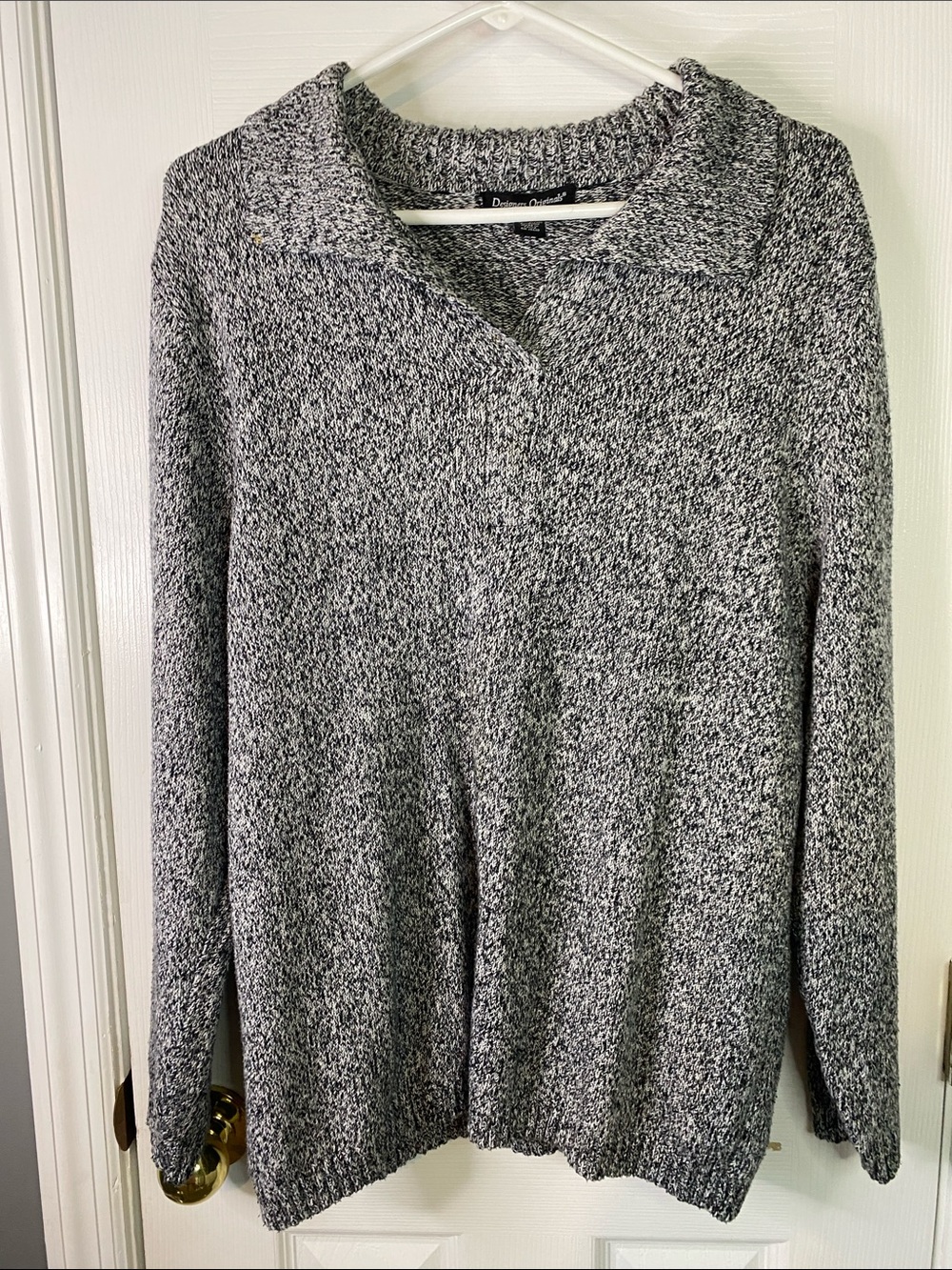 Designers Originals Gray Marled V-Neck Sweater Pullover Size 1X.